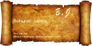 Behyna Janka névjegykártya